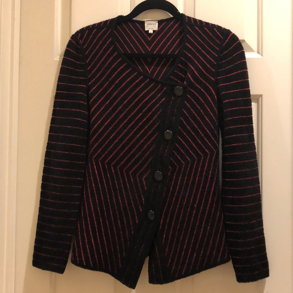 Armani Collezioni Black, red sweater jacket